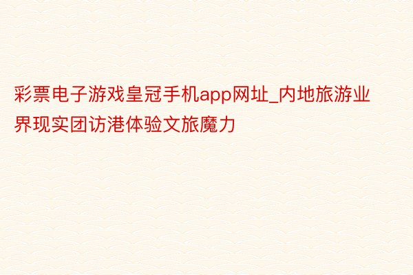 彩票电子游戏皇冠手机app网址_内地旅游业界现实团访港体验文旅魔力