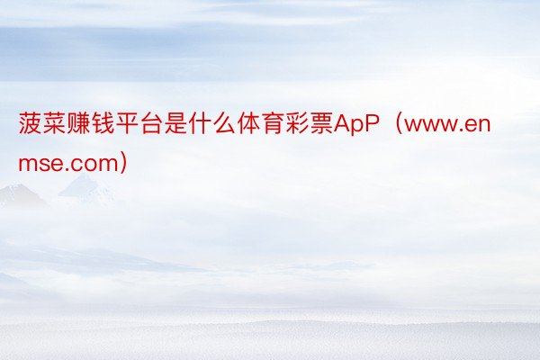 菠菜赚钱平台是什么体育彩票ApP（www.enmse.com）